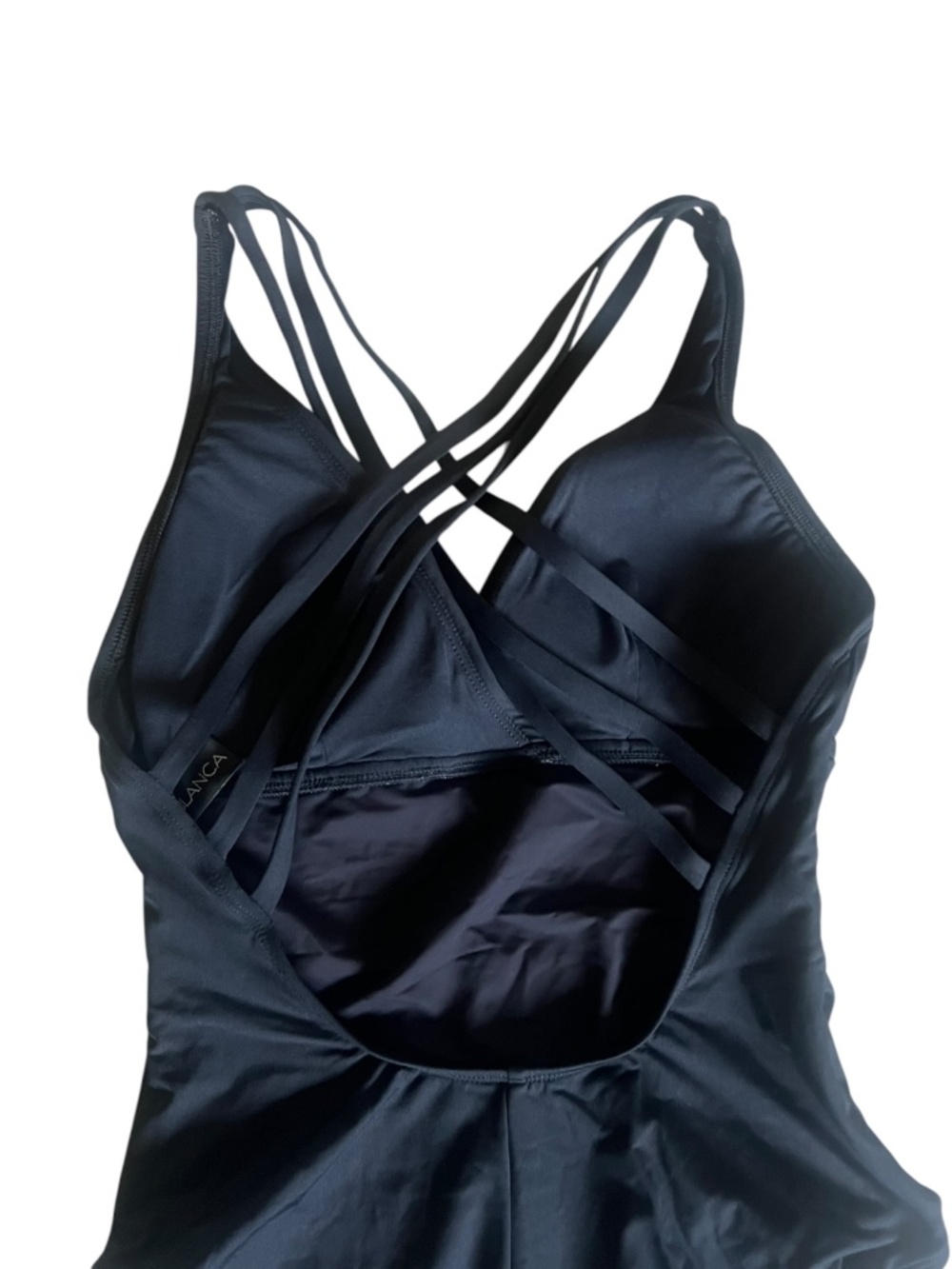 La Blanca Black Strappy Open Back One Piece Swimsuit Size 10 - Picture 4 of 5